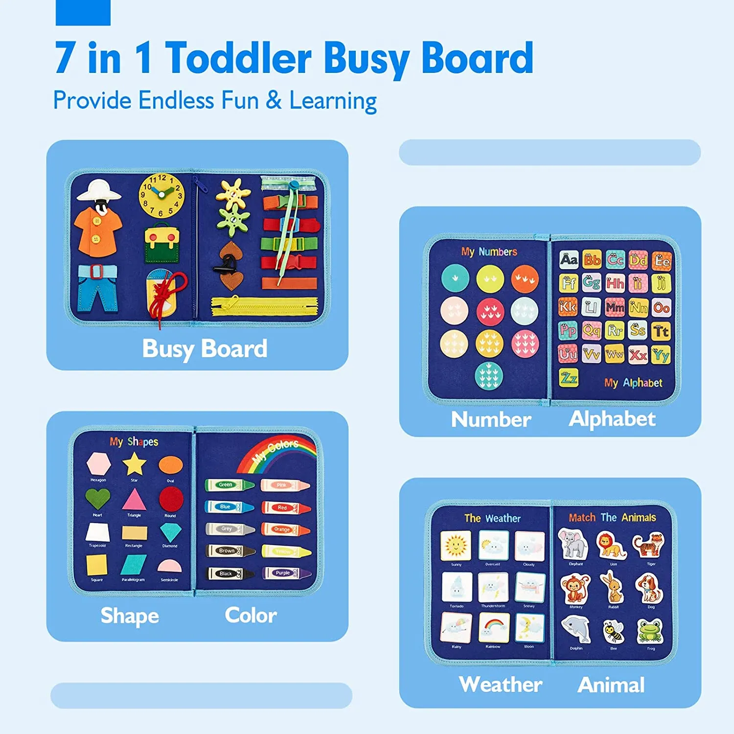 Toddler Busy Board for 1 2 3 Year Old - Dinosaur