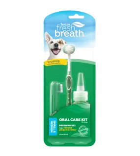 TropiClean Fresh Breath Oral Care Kit (Toothbrush, Finger Brush & Gel) for Dogs