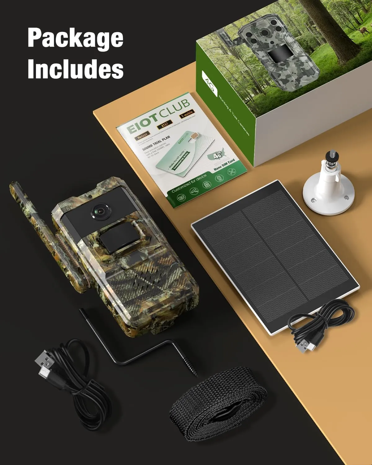 （Ucon APP) 4G LTE Cellular Trail Camera Solar Powered Cellular Game Camera 0.2s Trigger Speed Night Vision Motion Activated Ucon App Control MANSHUR ZC