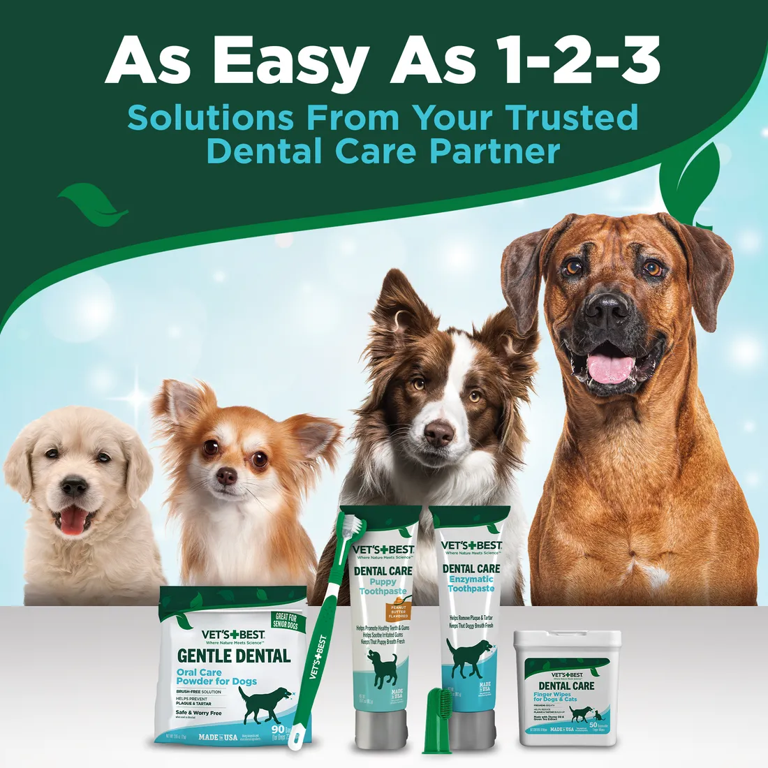 Vet's Best | Dog Healthcare | Dental Kit with Toothbrush & Enzymatic Gel Toothpaste