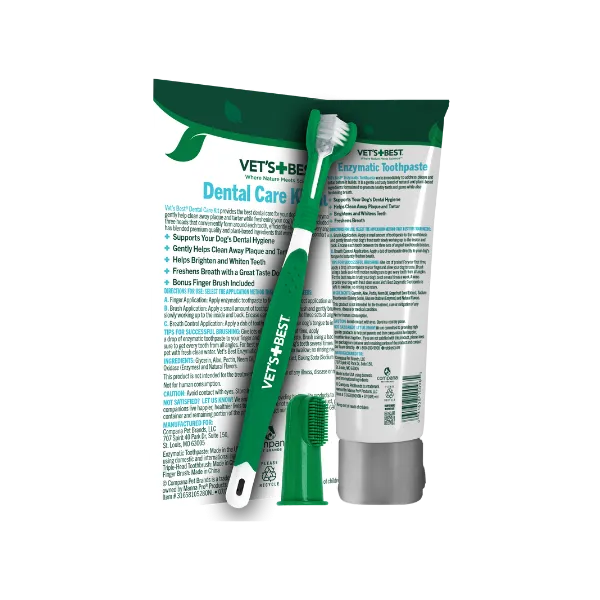 Vet's Best | Dog Healthcare | Dental Kit with Toothbrush & Enzymatic Gel Toothpaste