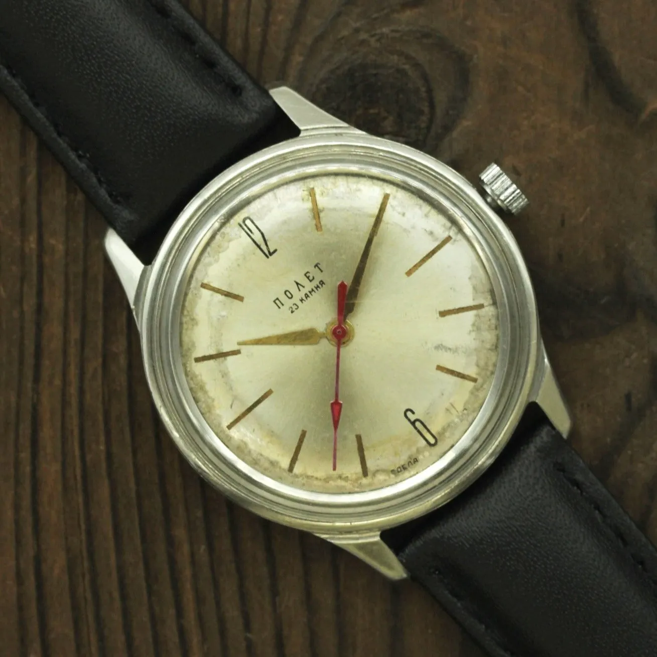 Vintage soviet mechanical wristwatch Poljot 2209 Steel case