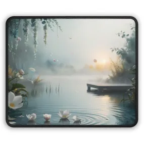 Vintage themed  sunrise lake view Gaming Mouse Pad