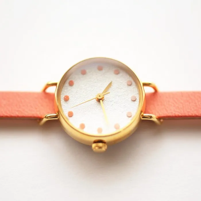 Women's Wristwatch - Coral, Japanese handmade wrist watch