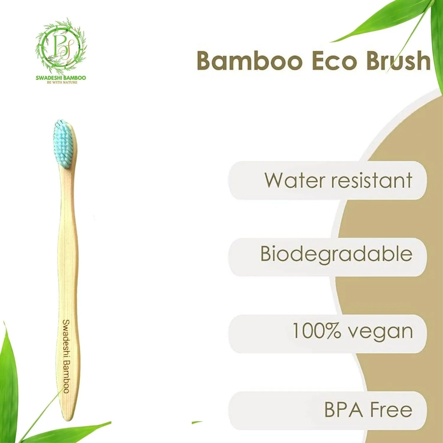 Wooden Bamboo Toothbrush | Pack of 10 | Ultra-Soft Bristles | BPA Free | Biodegradable and Compostable