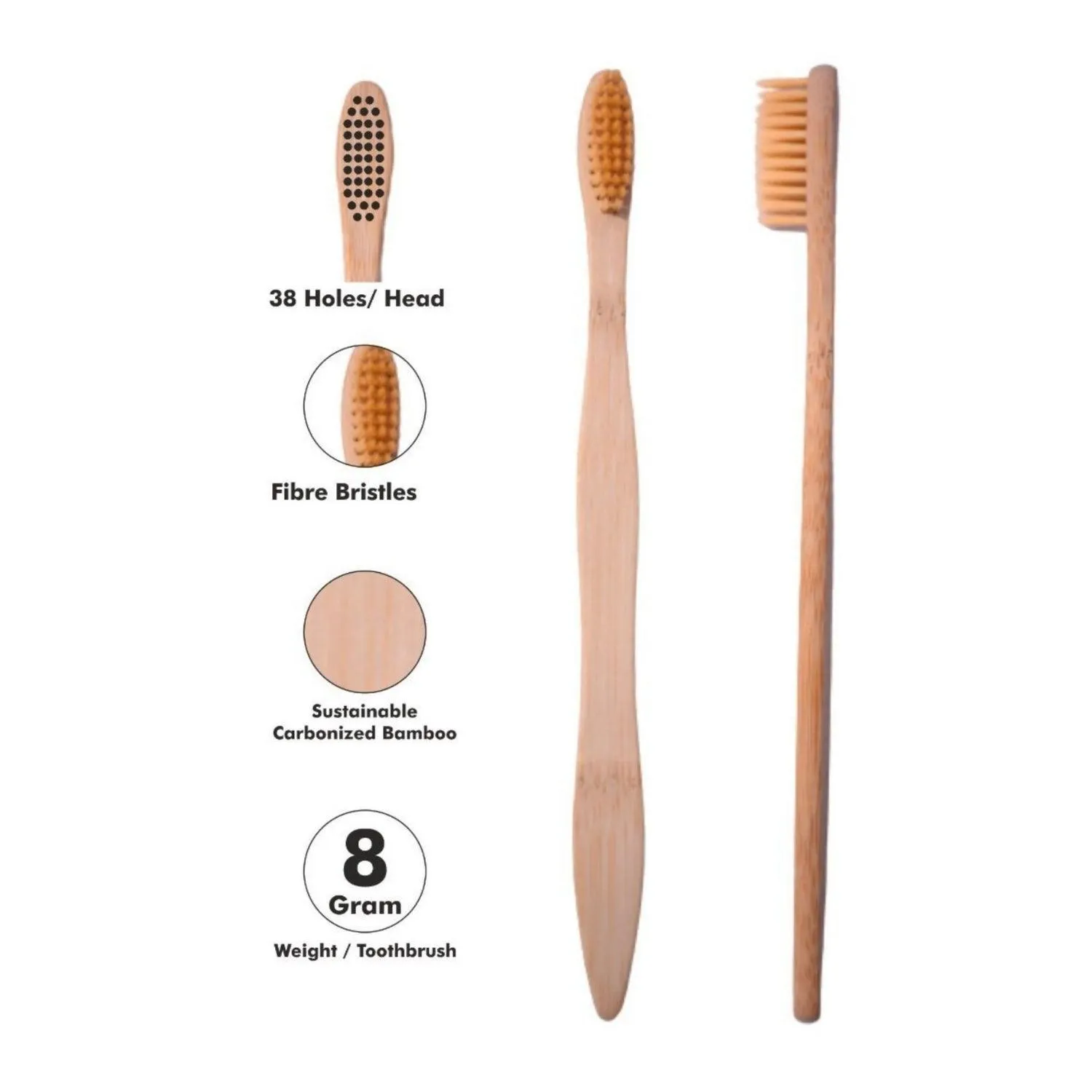 Wooden Bamboo Toothbrush | Pack of 10 | Ultra-Soft Bristles | BPA Free | Biodegradable and Compostable